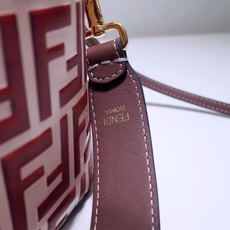 Fendi Red FF Pattern Bucket Bag 63 - Image 6