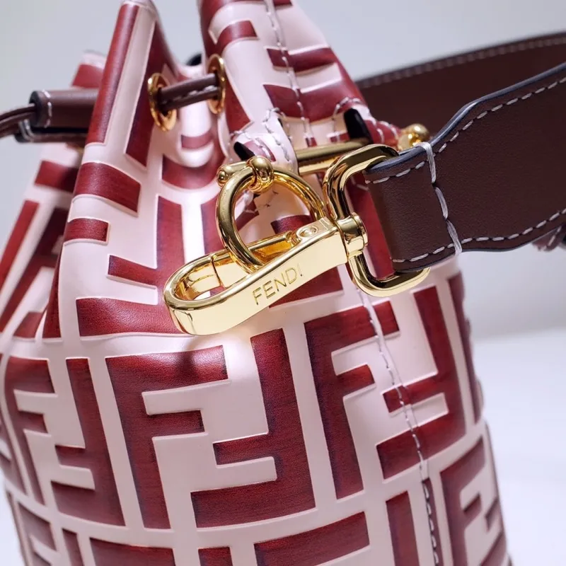 Fendi Red FF Pattern Bucket Bag 63 - Image 7