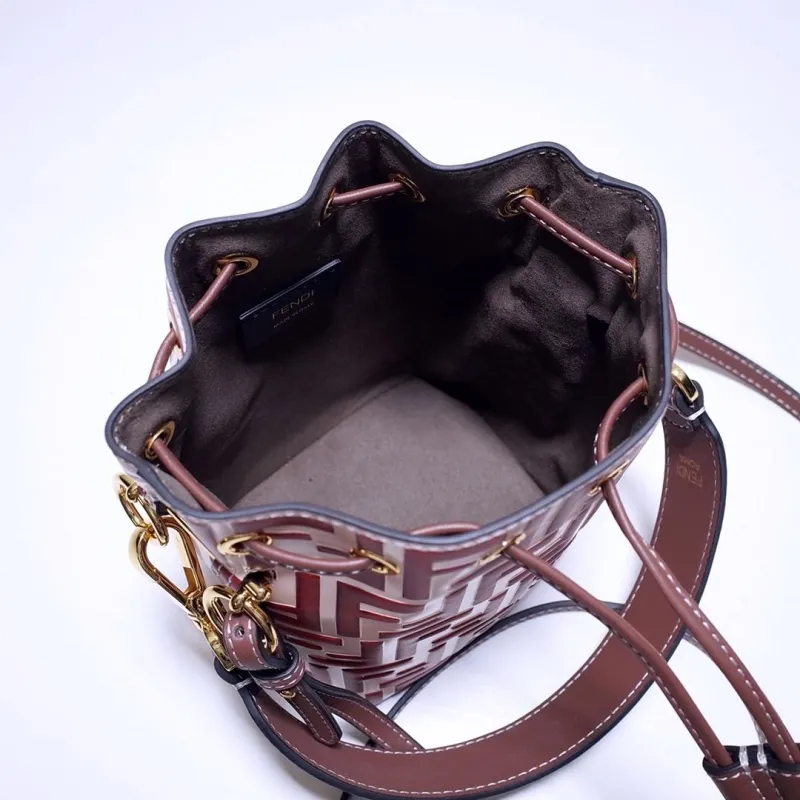 Fendi Red FF Pattern Bucket Bag 63 - Image 8