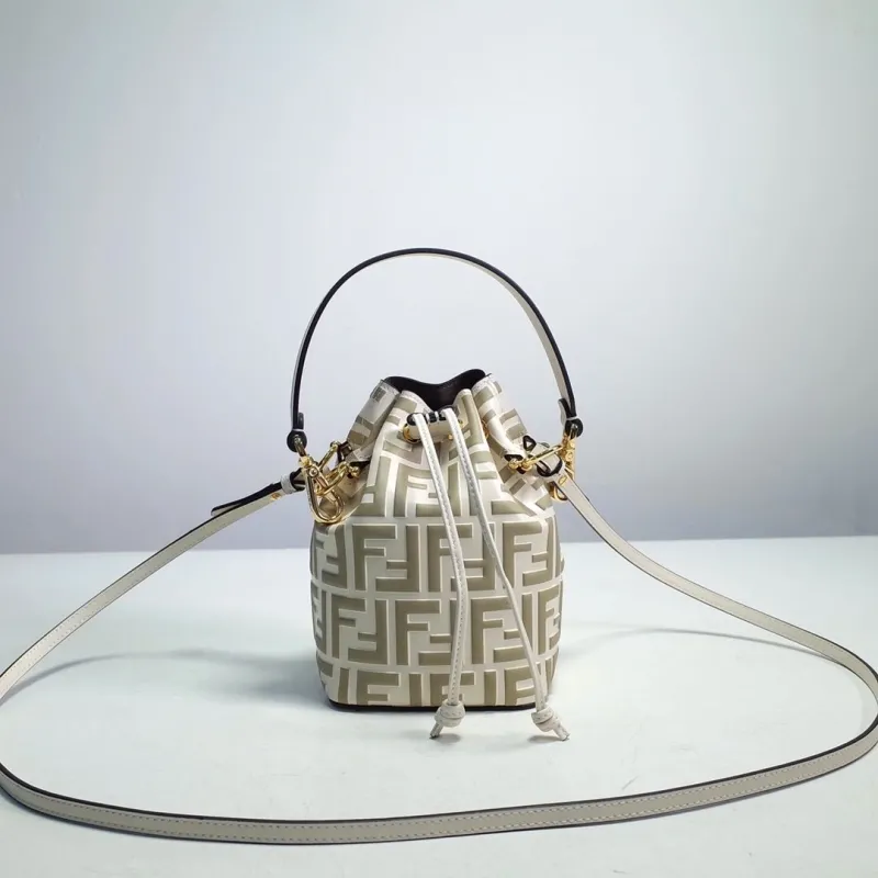 Fendi FF Monogram Cream Bucket Bag