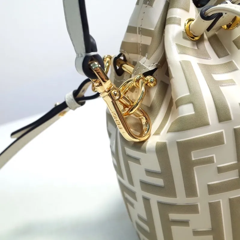 Fendi FF Monogram Cream Bucket Bag - Image 3