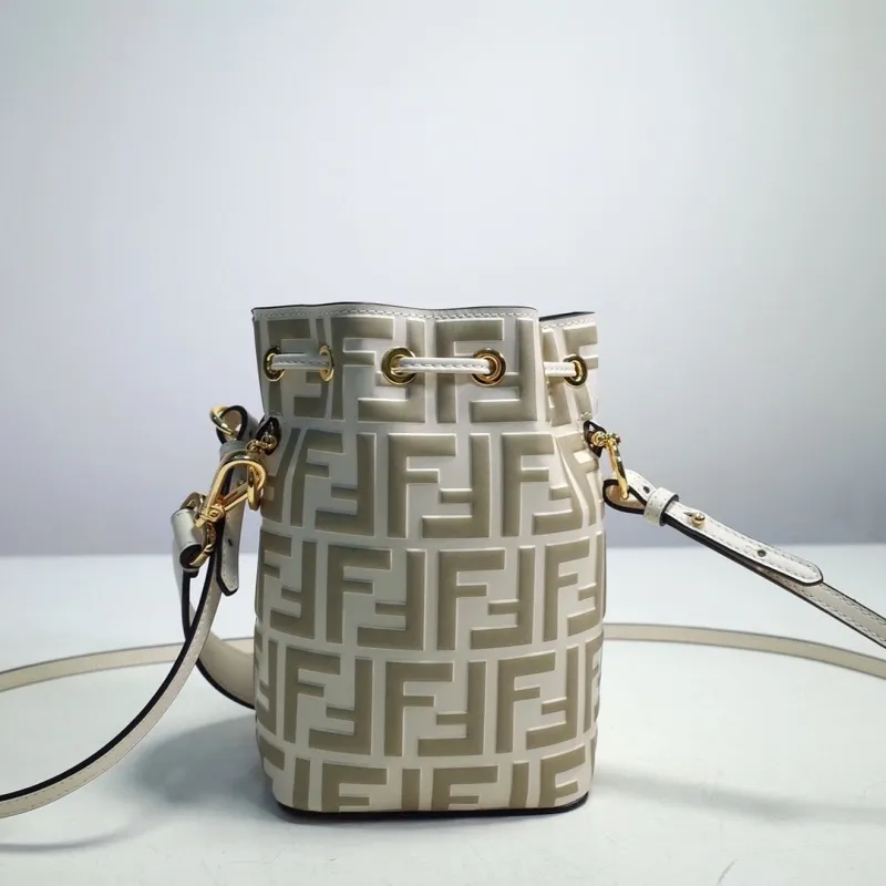 Fendi FF Monogram Cream Bucket Bag - Image 6