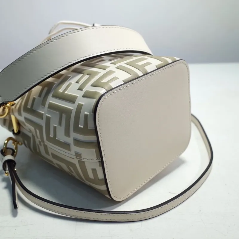 Fendi FF Monogram Cream Bucket Bag - Image 7