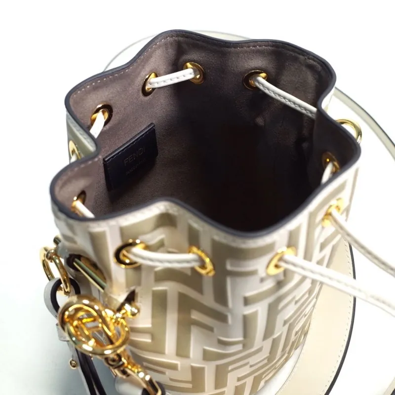 Fendi FF Monogram Cream Bucket Bag - Image 8