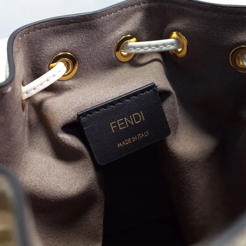 Fendi FF Monogram Cream Bucket Bag - Image 9