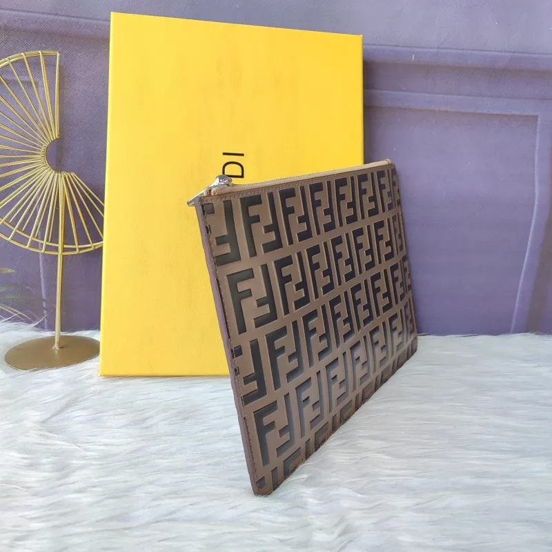 Fendi Brown FF Pattern Clutch Bag - Image 3