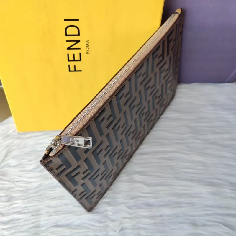Fendi Brown FF Pattern Clutch Bag - Image 4