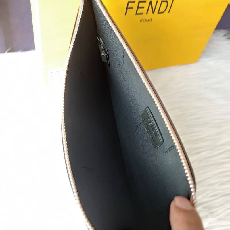 Fendi Brown FF Pattern Clutch Bag - Image 7