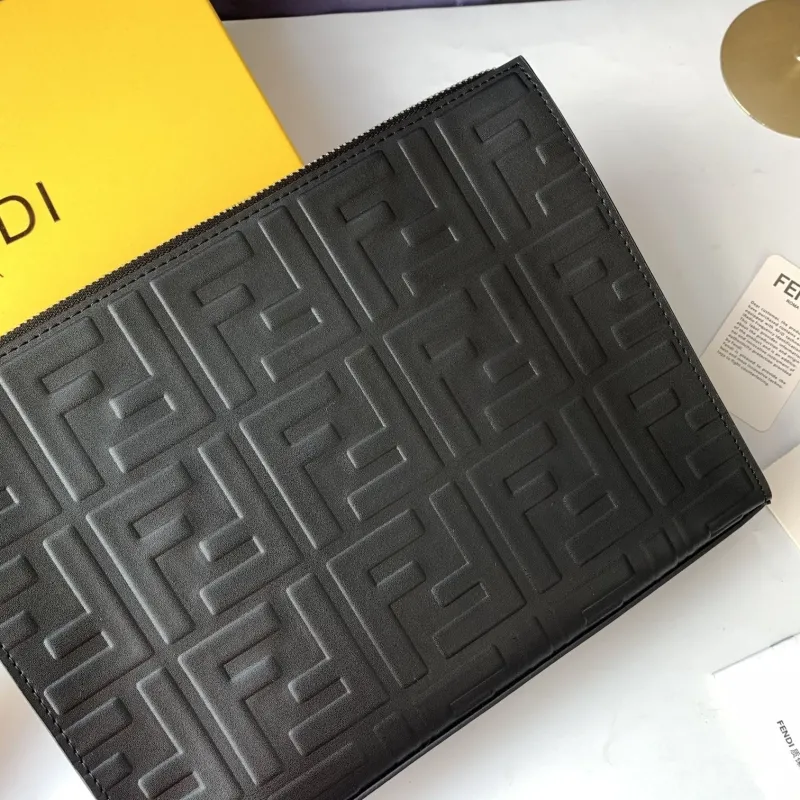 Fendi Black Leather Clutch Bag F7VA491 - Image 3
