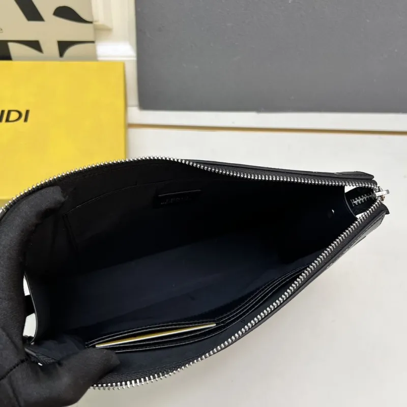 Fendi Black Embossed Clutch Bag TT491 - Image 7