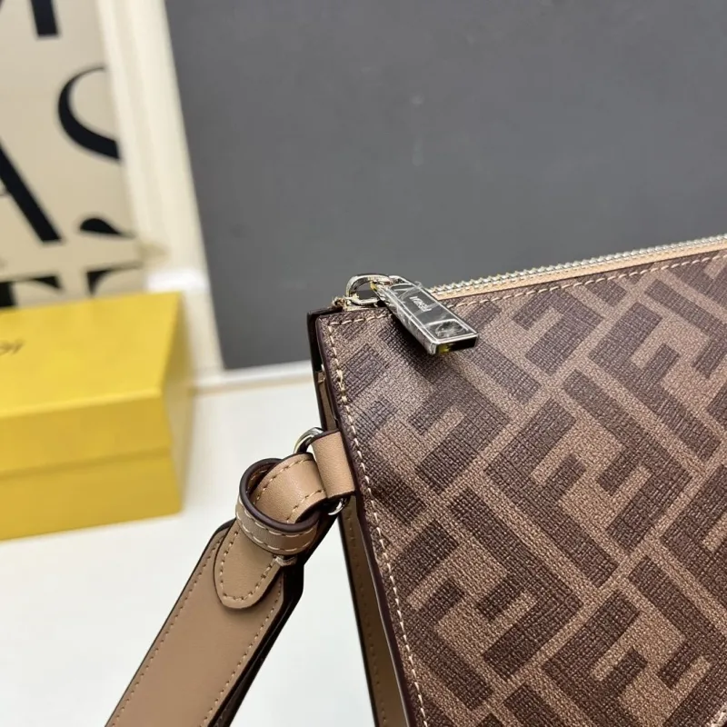 Fendi TT491 Brown Black Clutch Bag - Image 5