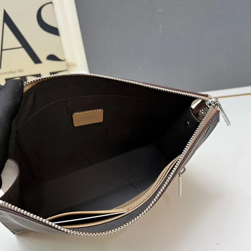 Fendi TT491 Brown Black Clutch Bag - Image 7