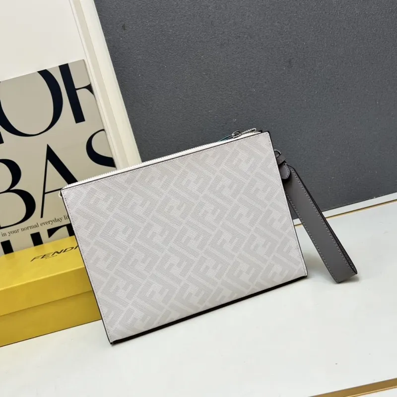 Fendi TT491 White Gray Clutch Bag - Image 3