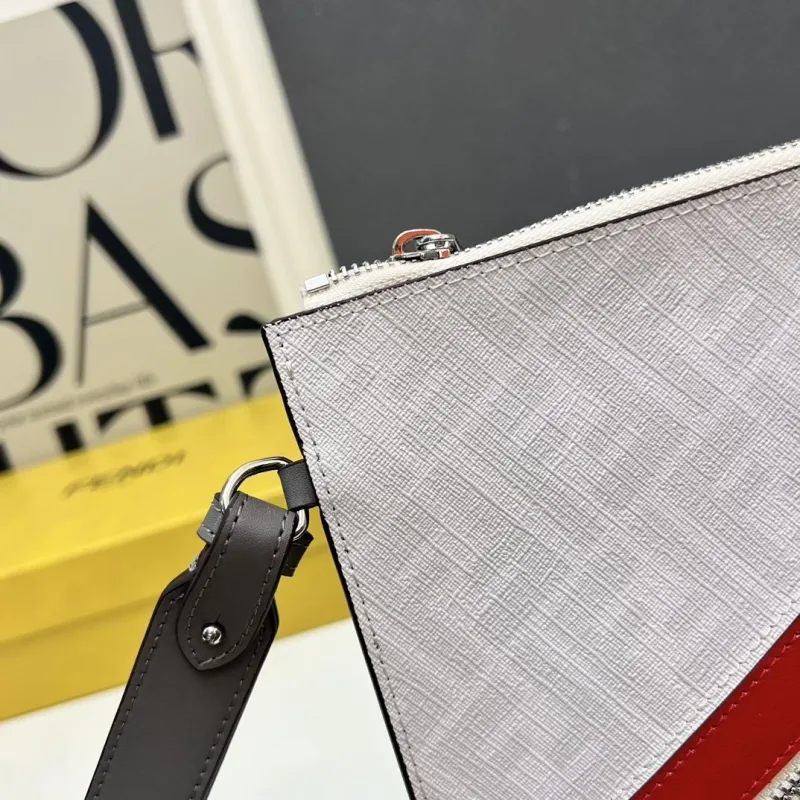 Fendi TT491 White Gray Clutch Bag - Image 4