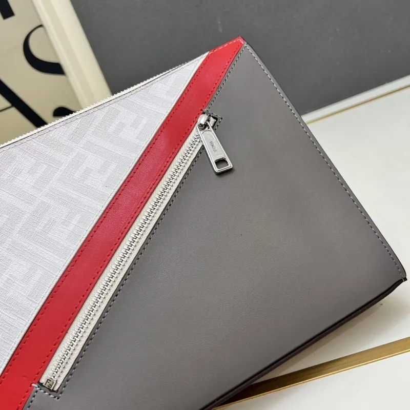 Fendi TT491 White Gray Clutch Bag - Image 5