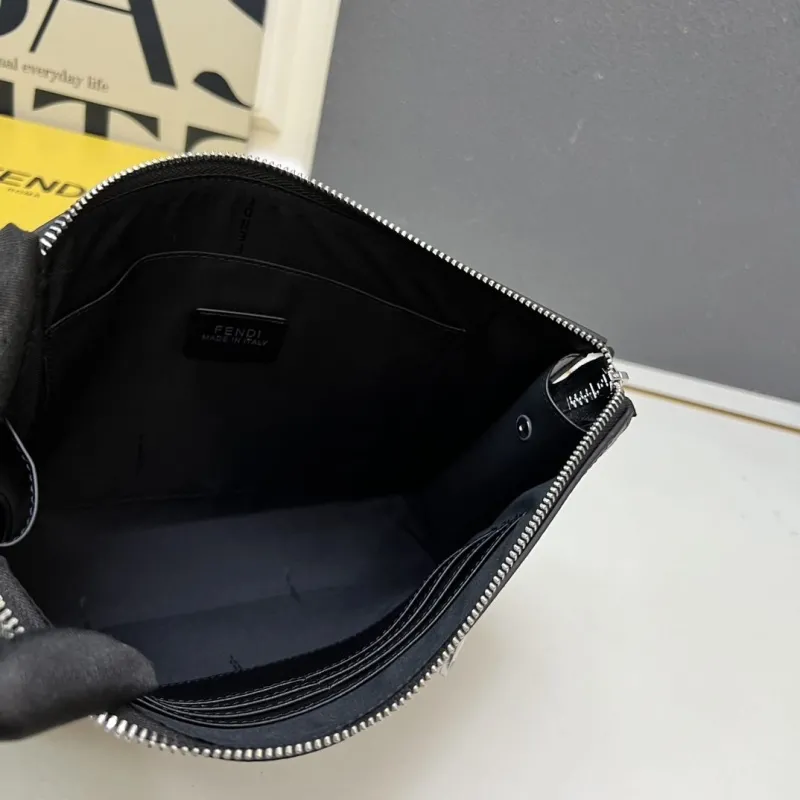 Fendi TT491 Brown Black Clutch Bag 27x20x6cm - Image 7