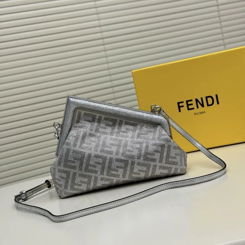 Fendi Silver Fendi First Crossbody Bag - Image 3