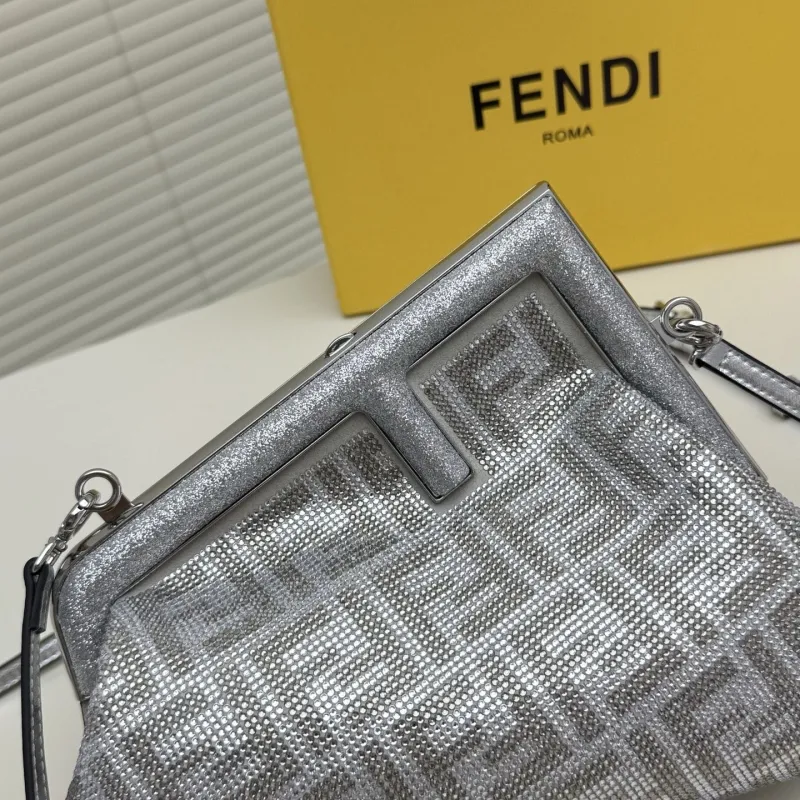Fendi Silver Fendi First Crossbody Bag - Image 5