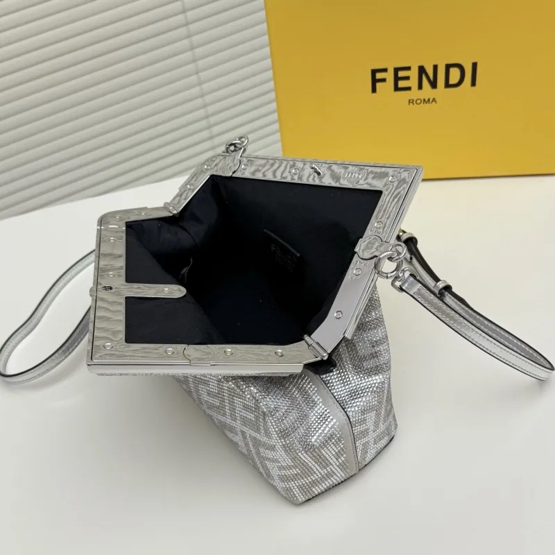 Fendi Silver Fendi First Crossbody Bag - Image 6