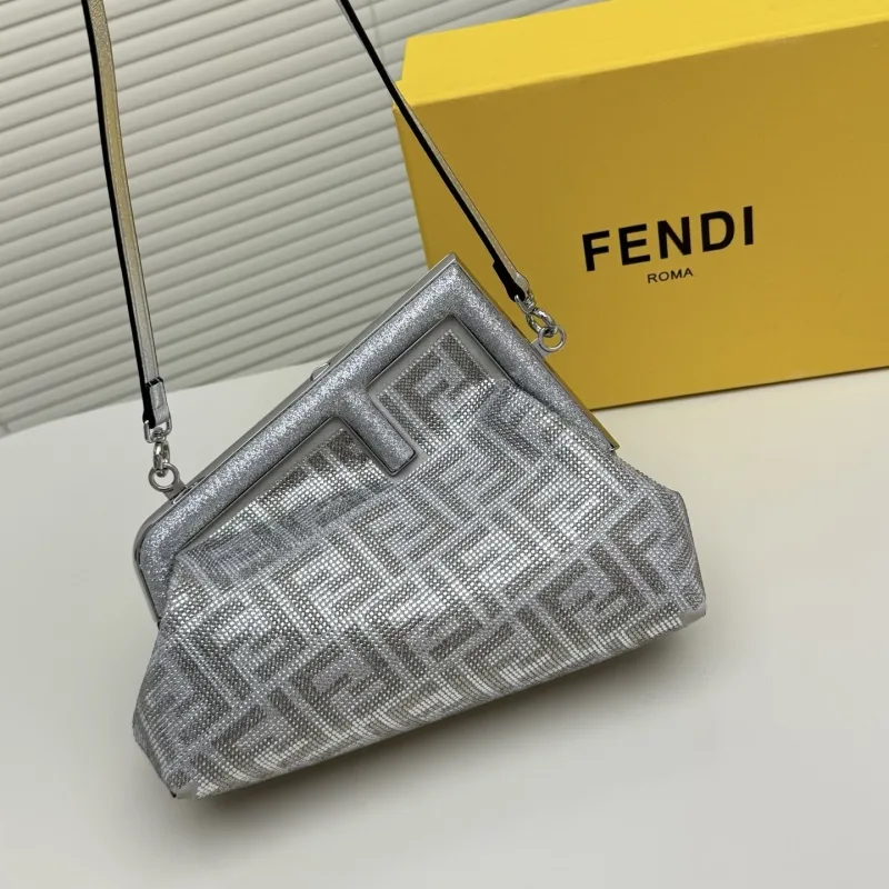 Fendi Silver Fendi First Crossbody Bag - Image 9