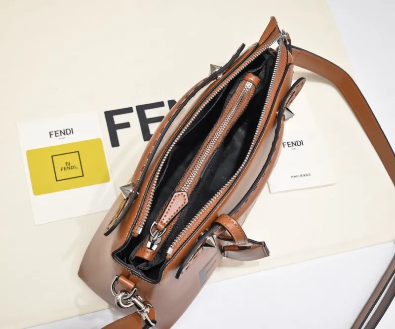Fendi First Brown Leather Crossbody Handbag - Image 9