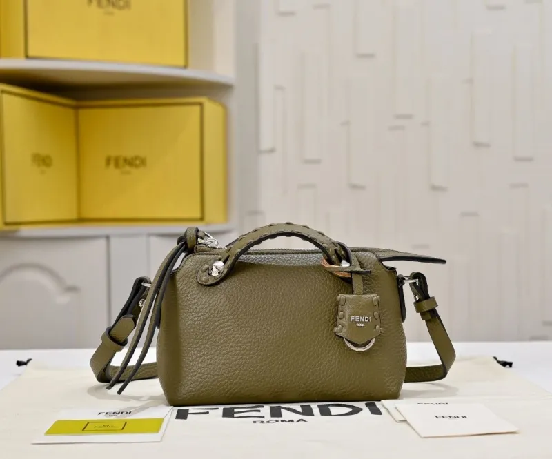 Fendi First 48 Small Olive Green Leather Crossbody Bag