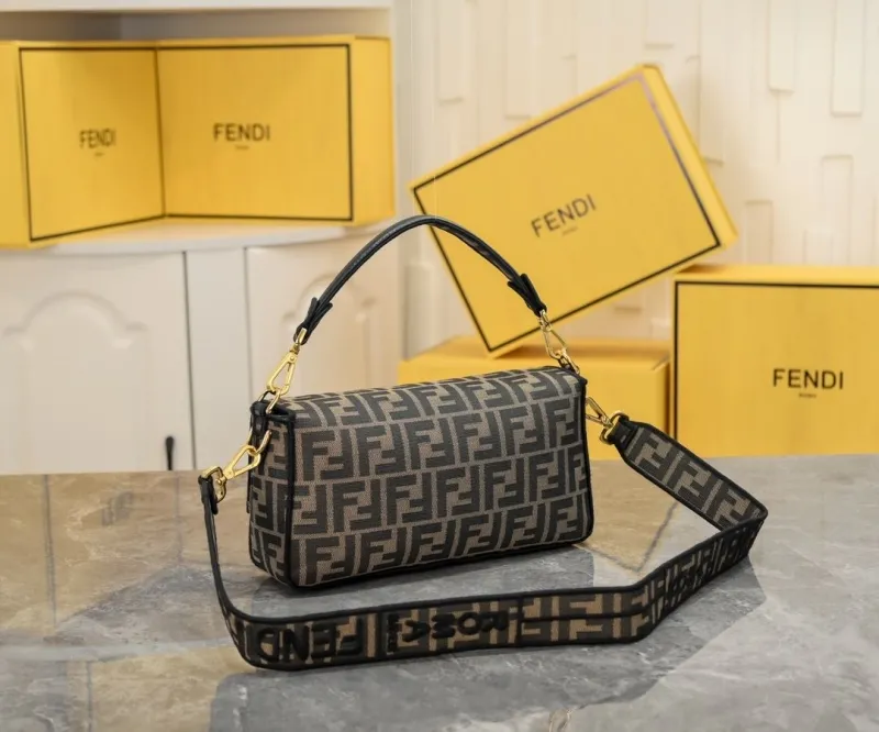Alternative view of Fendi FF Monogram Brown Black Baguette Shoulder Bag