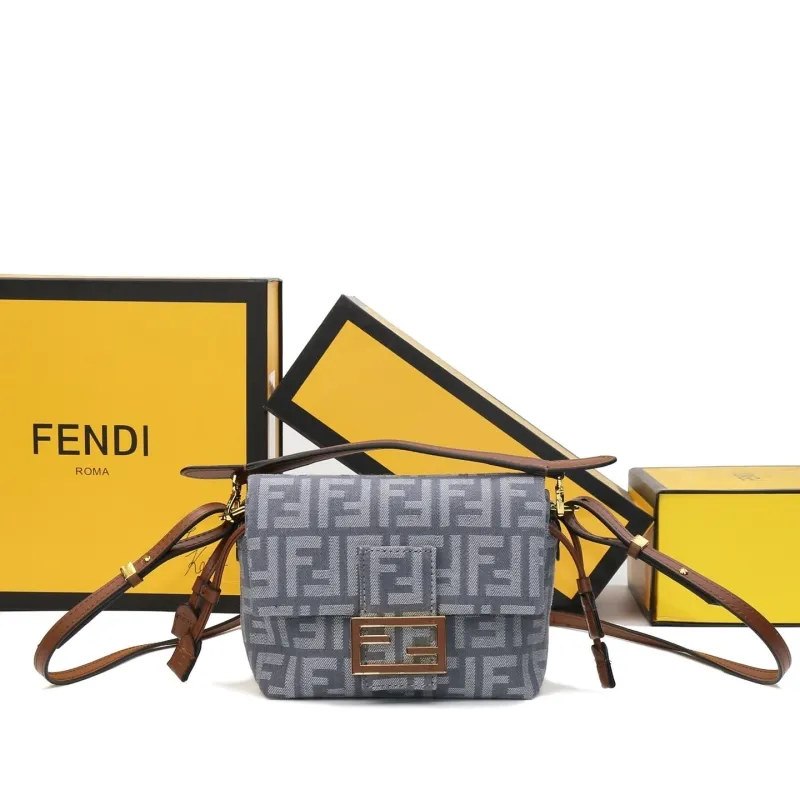 Fendi Gray FF Monogram Crossbody Bag