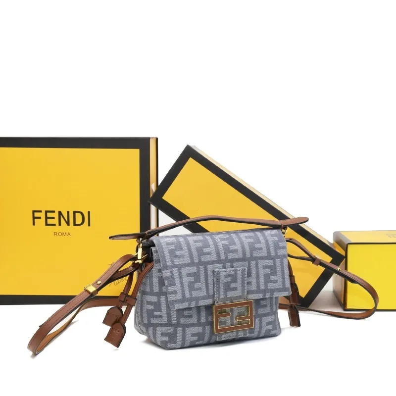 Alternative view of Fendi Gray FF Monogram Crossbody Bag