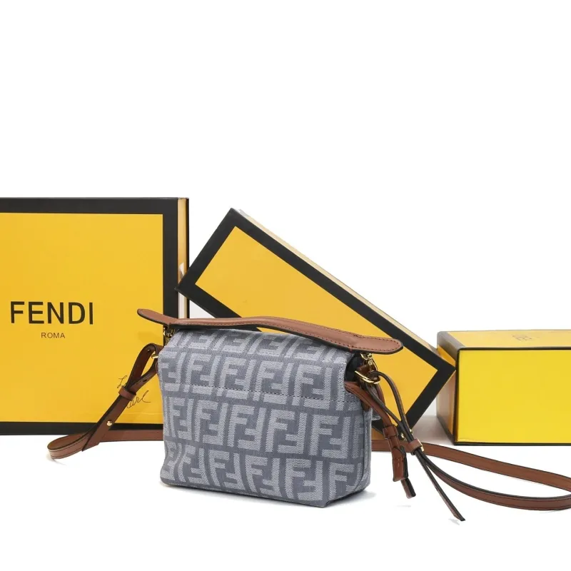 Fendi Gray FF Monogram Crossbody Bag - Image 3