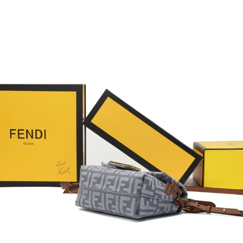 Fendi Gray FF Monogram Crossbody Bag - Image 4