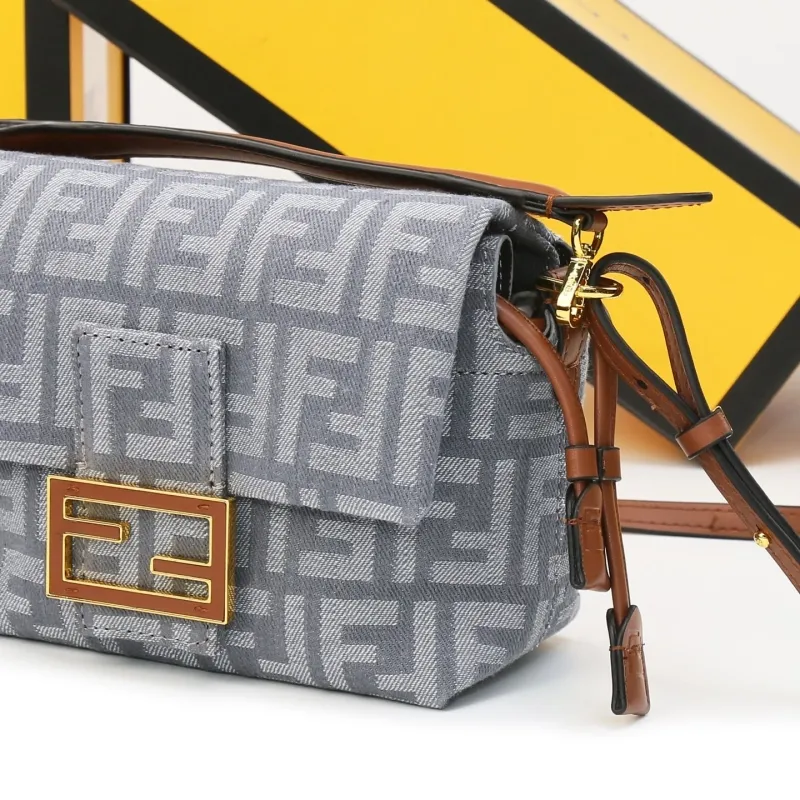 Fendi Gray FF Monogram Crossbody Bag - Image 7