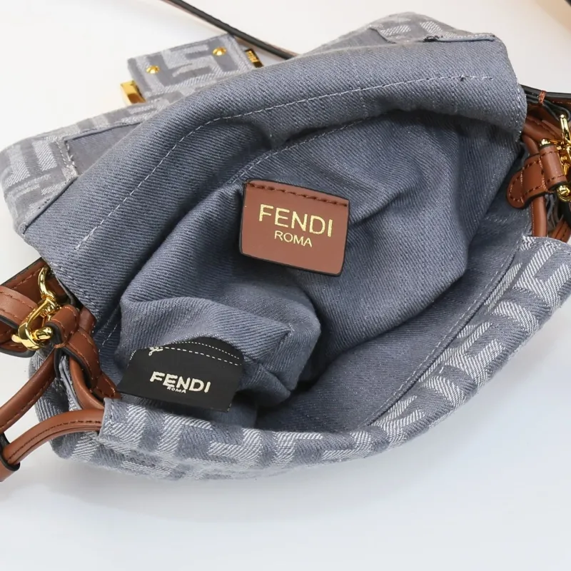 Fendi Gray FF Monogram Crossbody Bag - Image 8