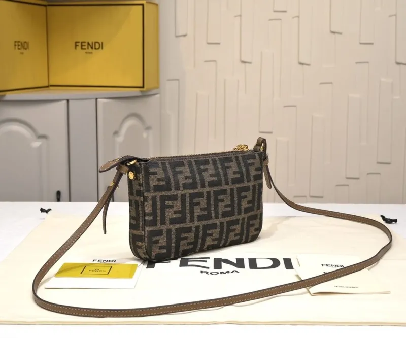 Fendi FF Monogram Crossbody Satchel Bag - Image 3