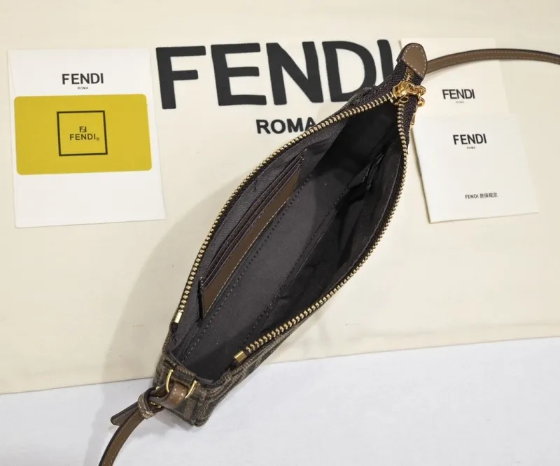 Fendi FF Monogram Crossbody Satchel Bag - Image 9