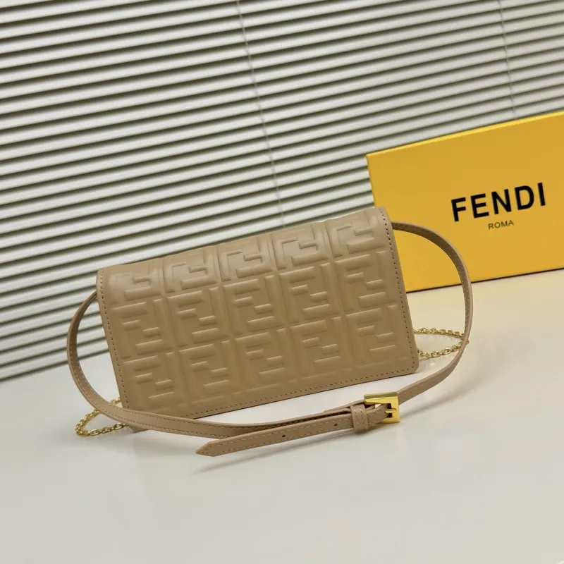 Fendi Beige FF Embossed Crossbody Bag - Image 3