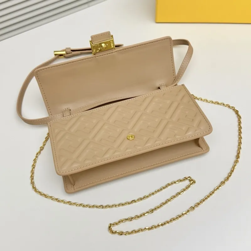 Fendi Beige FF Embossed Crossbody Bag - Image 7
