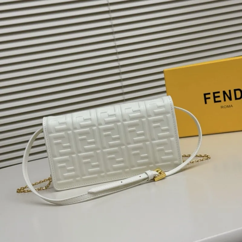 Fendi White FF Pattern Crossbody Bag - Image 3