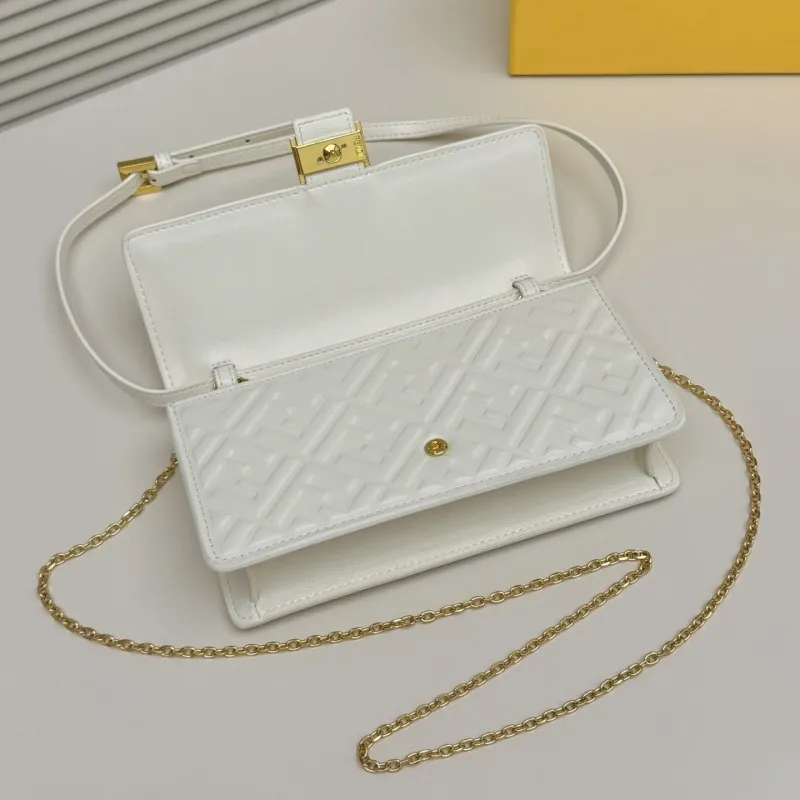 Fendi White FF Pattern Crossbody Bag - Image 7