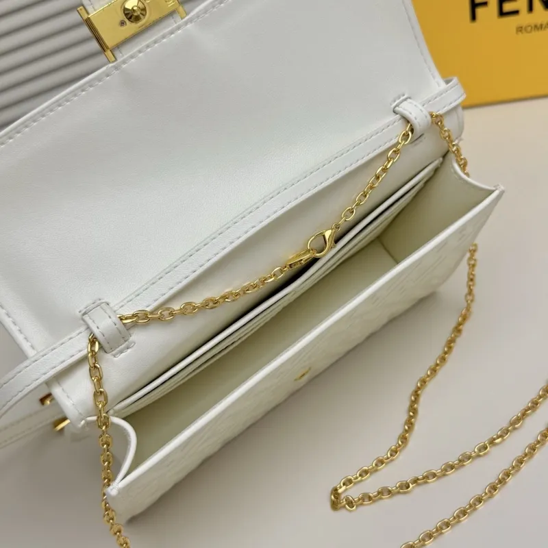 Fendi White FF Pattern Crossbody Bag - Image 8