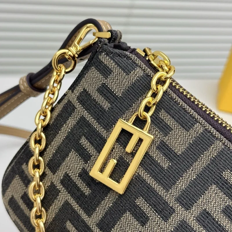 Fendi Brown Monogram Crossbody Satchel Bag - Image 4