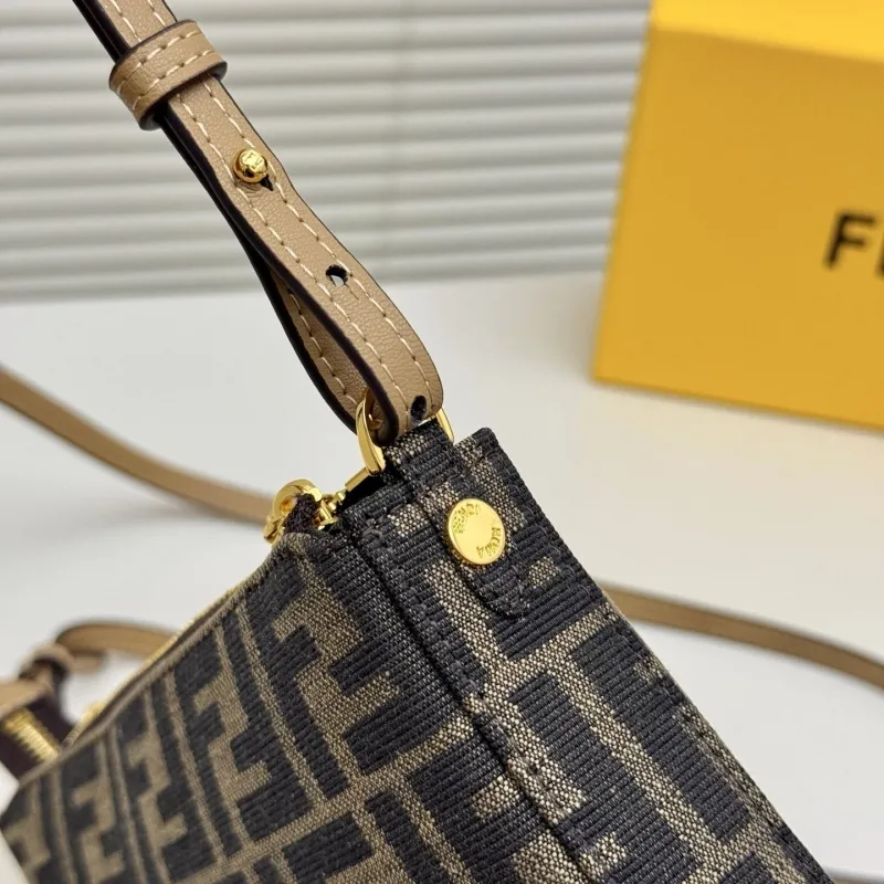 Fendi Brown Monogram Crossbody Satchel Bag - Image 5