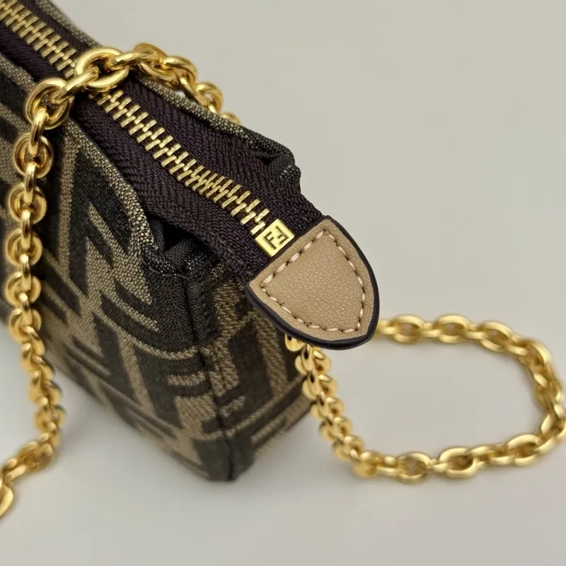 Fendi Brown Monogram Crossbody Satchel Bag - Image 8