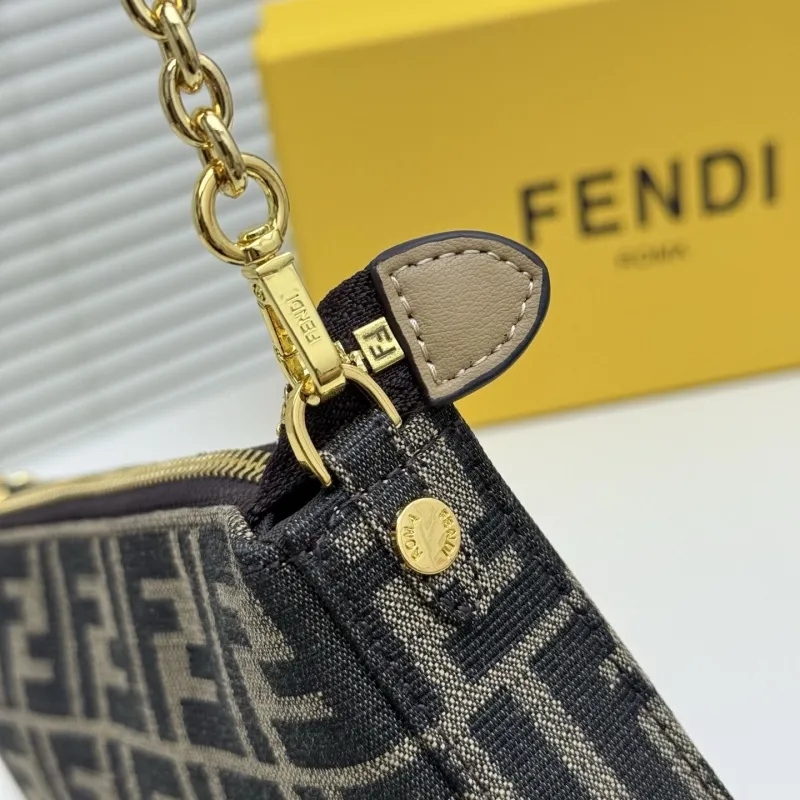 Fendi Brown Monogram Crossbody Satchel Bag - Image 9