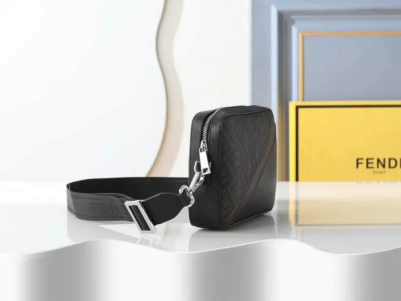 Fendi Black FF Monogram Crossbody Satchel Bag - Image 3