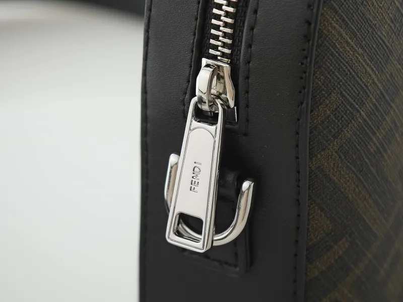 Fendi Black FF Monogram Crossbody Satchel Bag - Image 5