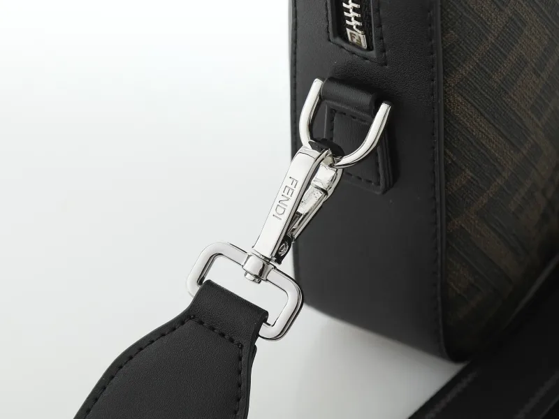 Fendi Black FF Monogram Crossbody Satchel Bag - Image 6
