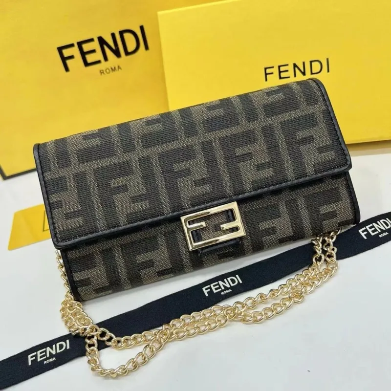 Alternative view of Fendi Brown Zucca Chain Wallet Bag