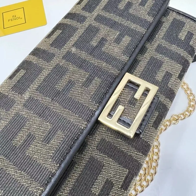 Fendi Brown Zucca Chain Wallet Bag - Image 4