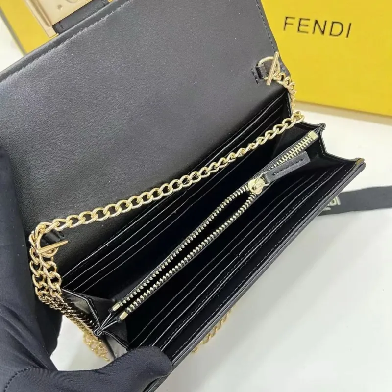 Fendi Brown Zucca Chain Wallet Bag - Image 6